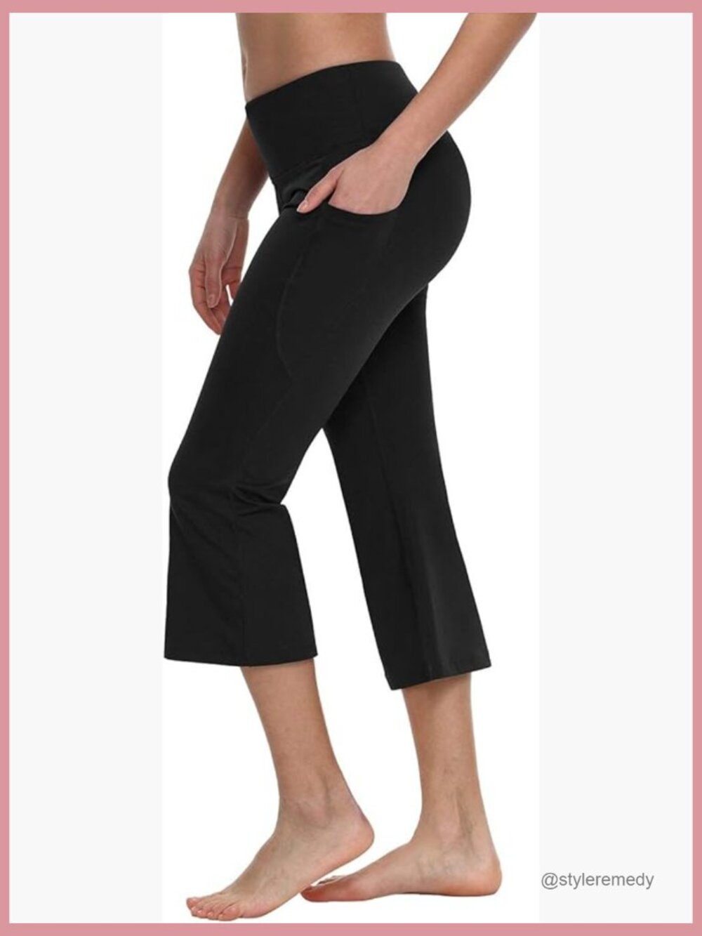 Women's Flare Capri Leggings with Pockets Bootcut Yoga Pants